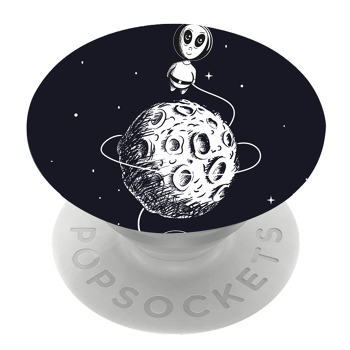 Бял PopSocket с мотив - Извънземно на Луната
