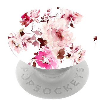 Бял PopSocket с мотив - Цветя на бял фон