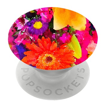 Бял PopSocket с мотив - Нарисувани цветя