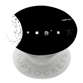 Бял PopSocket с мотив - Черно-бяла слънчева система