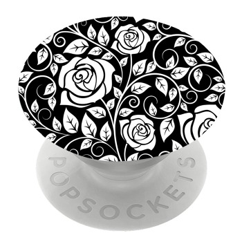 Бял PopSocket с мотив - Черни и бели рози