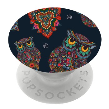 Бял PopSocket с мотив - Цветни сови