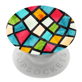 Бял PopSocket с мотив - Цветни форми