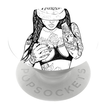 Бял PopSocket с мотив - Татуираното момиче