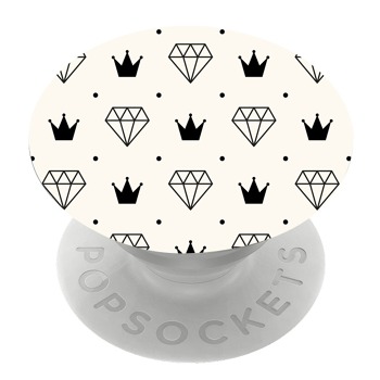 Бял PopSocket с мотив - Кралски диаманти