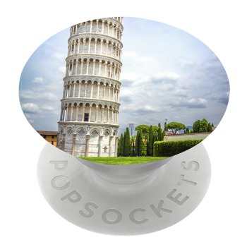 Бял PopSocket с мотив - Наклонената кула в Пиза