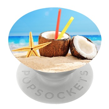 Бял PopSocket с мотив - Кокосов фреш на плажа