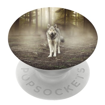 Бял PopSocket с мотив - Вълк в гората