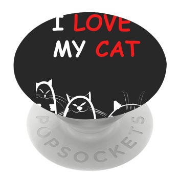 Бял PopSocket с мотив - Обичам си котето