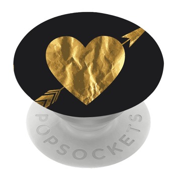 Бял PopSocket с мотив - Златно сърце със стрела
