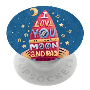 Бял PopSocket с мотив - Любов до луната и обратно