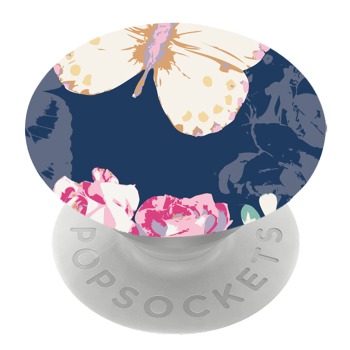 Бял PopSocket с мотив - Пеперуда и роза