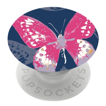 Бял PopSocket с мотив - Розова пеперуда
