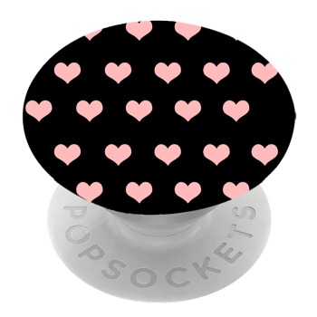 Бял PopSocket с мотив - Розови сърца