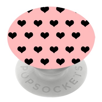 Бял PopSocket с мотив - Черно сърце