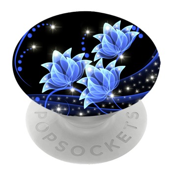 Бял PopSocket с мотив - Сини цветя