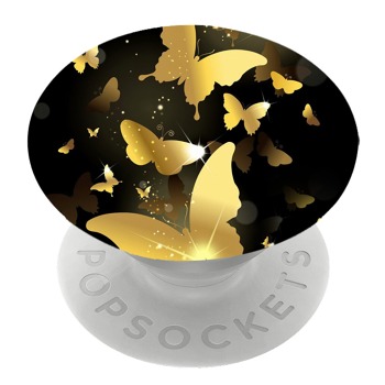 Бял PopSocket с мотив - Златни пеперуди