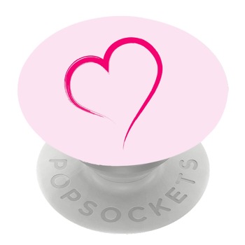 Бял PopSocket с мотив - Розово сърце