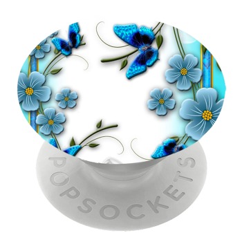 Бял PopSocket с мотив - Пеперуди и цветя