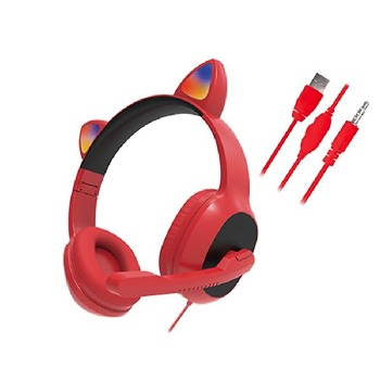 Геймърски слушалки G19 с микрофон и ушички - Червени