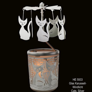 Свещник Въртележка,Котка-16cm