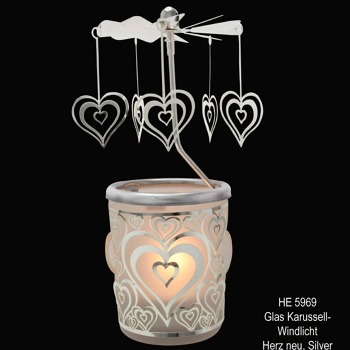 Свещник Въртележка-Сърца-16cm