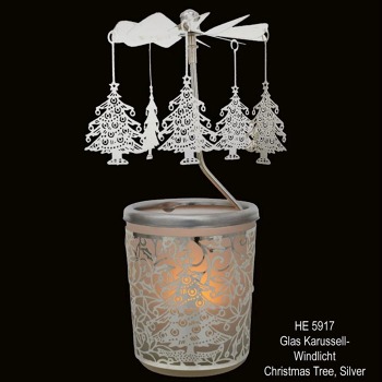 Свещник Въртележка-Коледна елха-16cm