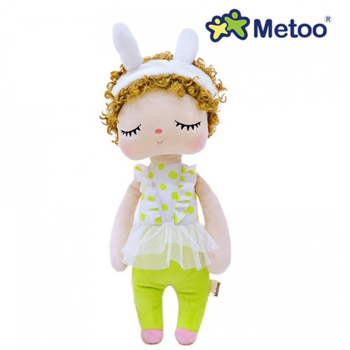Плюшена кукла Metoo - Зелени точици, 34 см