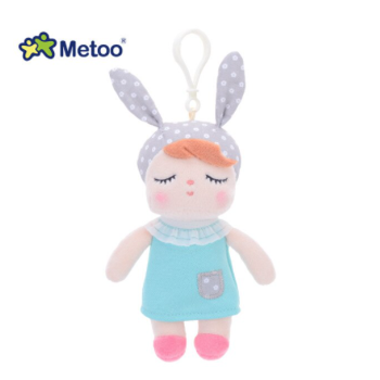 Плюшена кукла Metoo с карабинер - Кукличка в синьо, 18 см