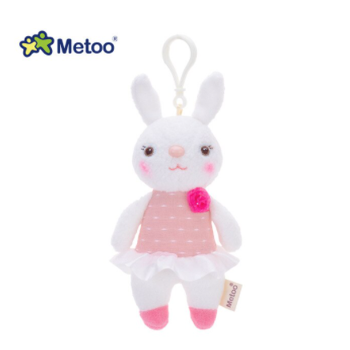 Плюшена кукла Metoo с розова рокличка и карабинер - Зайче