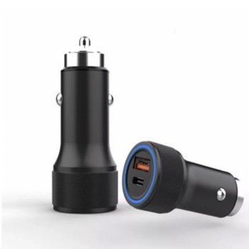 Бързо зарядно за кола 42,5W с USB 22,5W и USB-C 20W - Черно