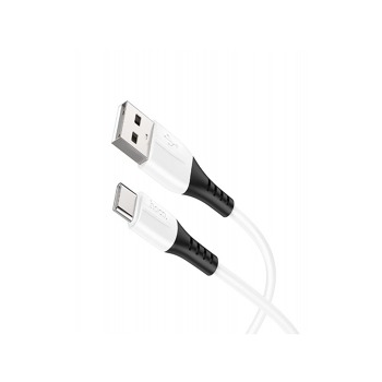 Hoco X82 силиконов зареждащ/пренос на данни USB-C кабел 1м - Бял