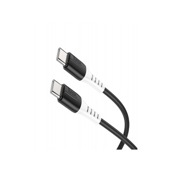 Hoco X82 USB-C/USB-C 60W силиконов зареждащ/пренос на данни кабел 1м - Черен