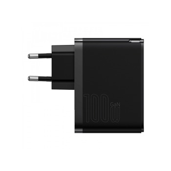Baseus GaN5 Pro адаптер за бързо зареждане USB-C + USB-A 100W - Черен