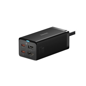 Baseus GaN5 Pro настолен адаптер за бързо зареждане 2x USB-C + USB-A + HDMI 67W 1.5м кабел - Черен