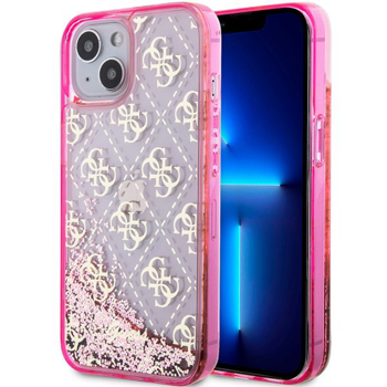 Кейс Guess Apple iPhone 14 Pink Hardcase Liquid Glitter 4G Transculent