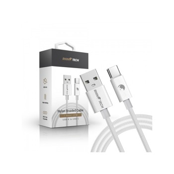 RhinoTech еднометров заряден кабел USB-A към USB-C 27W, бял