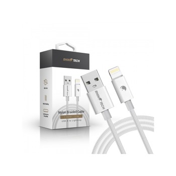 RhinoTech еднометров заряден кабел USB-A към Lightning 2.4A, бял