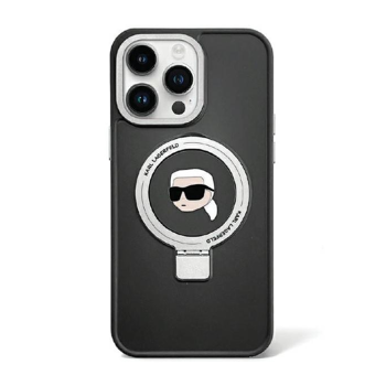 Кейс Karl Lagerfeld Apple iPhone 15 Hardcase Ring Stand Karl Head MagSafe Black