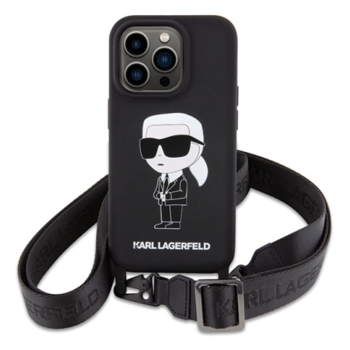 Кейс Karl Lagerfeld Apple iPhone 15 Hardcase Crossbody Silicone Ikonik Black