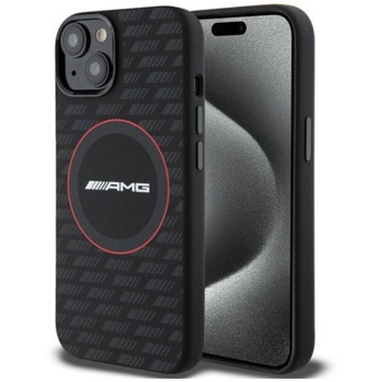 Кейс AMG Apple iPhone 15 Hardcase Silicone Carbon Pattern MagSafe Black