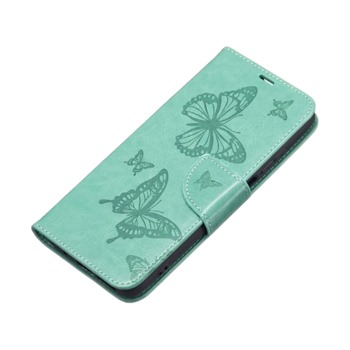 Книжков калъф за iPhone 14 - Пеперуди, Зелен