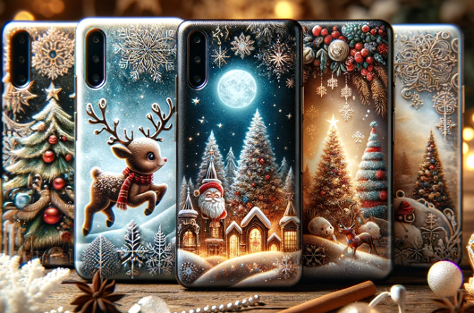 dall·e_2024-01-17_12.48.43_-_a_festive_and_enchanting_square_image_designed_for_the_blog_of_caseland.bg,_featuring_a_selection_of_christmas-themed_phone_cases._these_cases_are_ado.png