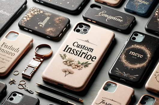 dall·e_2024-01-25_10.15.39_-_an_image_for_a_blog_displaying_a_collection_of_personalized_phone_cases_with_custom_inscriptions._the_image_should_feature_cases_that_are_elegantly_de.png