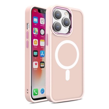 Заден силиконов кейс Magsafe Matt за iPhone 15 Pro Max - Розов