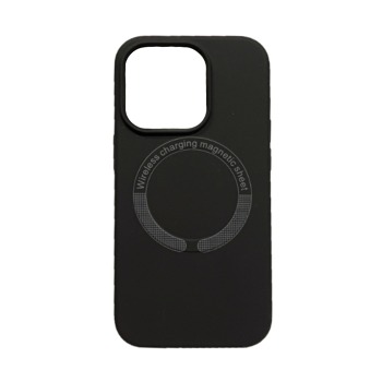 Цветен силиконов кейс MagSafe за iPhone 14 Pro Max - Черен
