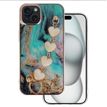 Заден силиконов кейс Glamour Strap за iPhone 15 Plus - Син