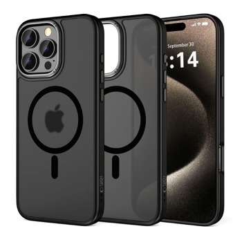 Заден кейс Tech-Protect MagEdge MagSafe за iPhone 16 Pro Max - Matte Black/Gunmetal
