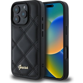 Кейс Guess Apple iPhone 16 Pro hardcase Quilted Metal Logo - Черен