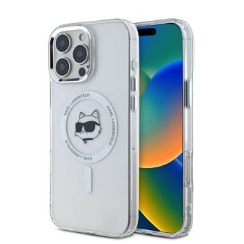 Кейс Karl Lagerfeld Apple iPhone 16 Pro Max hardcase IML Metal Choupette Head MagSafe - Бял